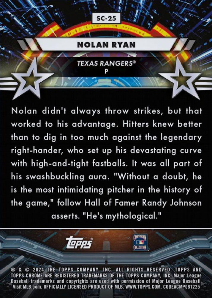 2024 Topps Cosmic Chrome Star Command Nolan Ryan Texas Rangers #SC-25