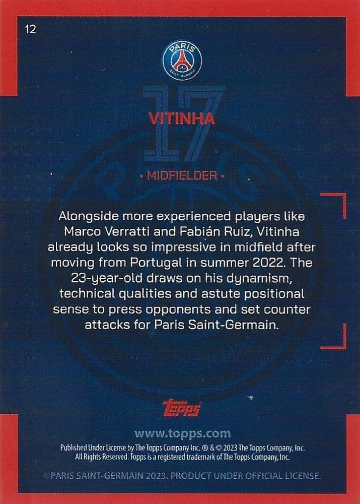 2022 Topps PSG Team Set Vitinha #12 Paris Saint-Germain