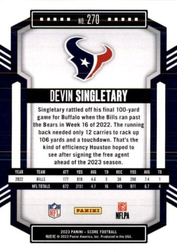 2023 Panini Score Football Devin Singletary Houston Texans #270