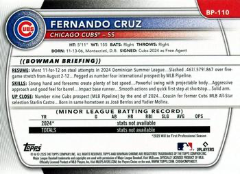 2025 Topps Bowman Prospects Fernando Cruz Chicago Cubs #BP-110