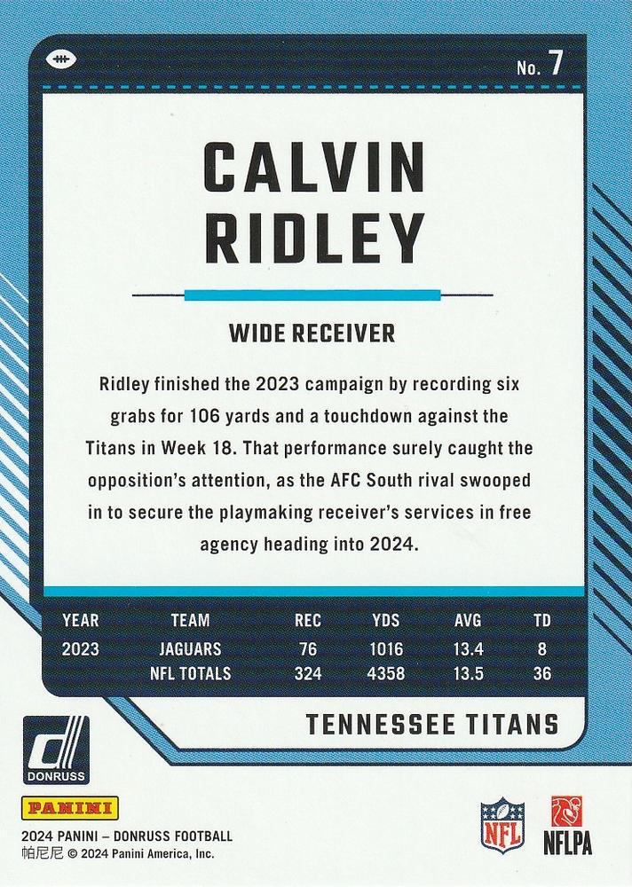 2024 Panini Donruss Calvin Ridley Tennessee Titans #7