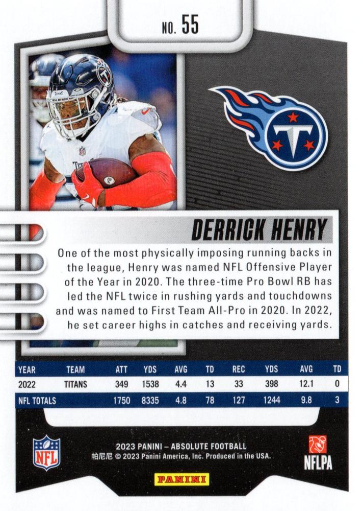 2023 Panini Absolute Derrick Henry #55 Tennessee Titans