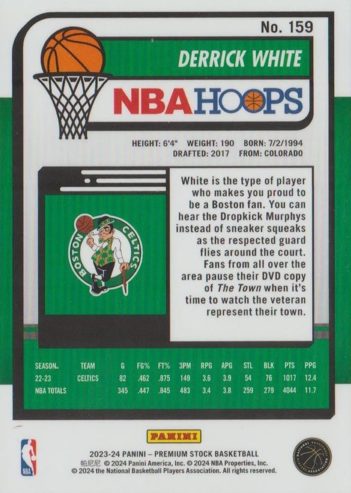 2023 Panini Premium Stock Derrick White #159 Boston Celtics