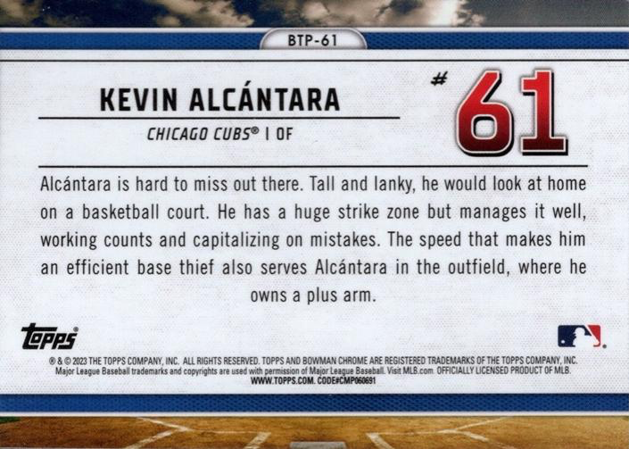 2023 Topps Bowman Scouts Top 100 Kevin Alcantara Chicago Cubs #BTP-61