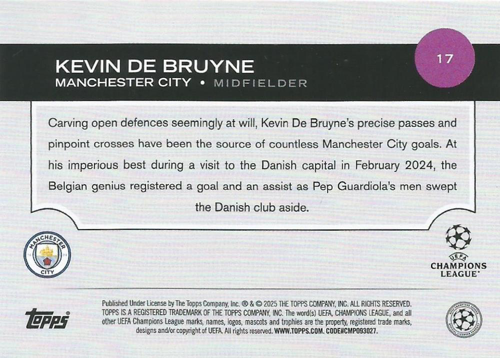 2024 Topps UCC Kevin De Bruyne #17 Manchester City