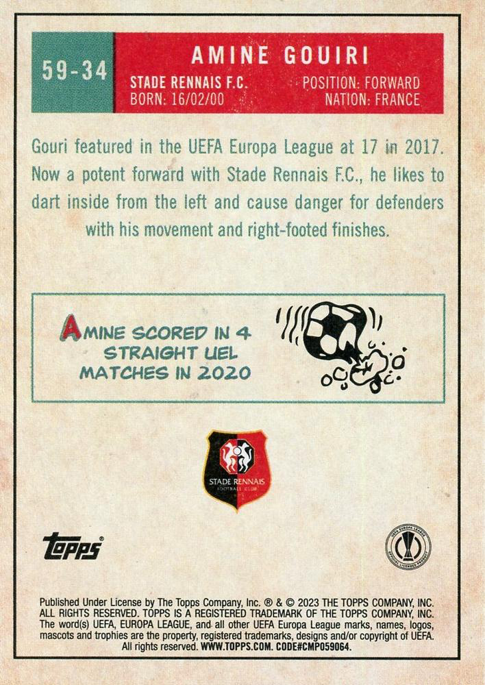 2022 Topps UCC 1959 Amine Gouiri #59-34 Stade Rennais FC