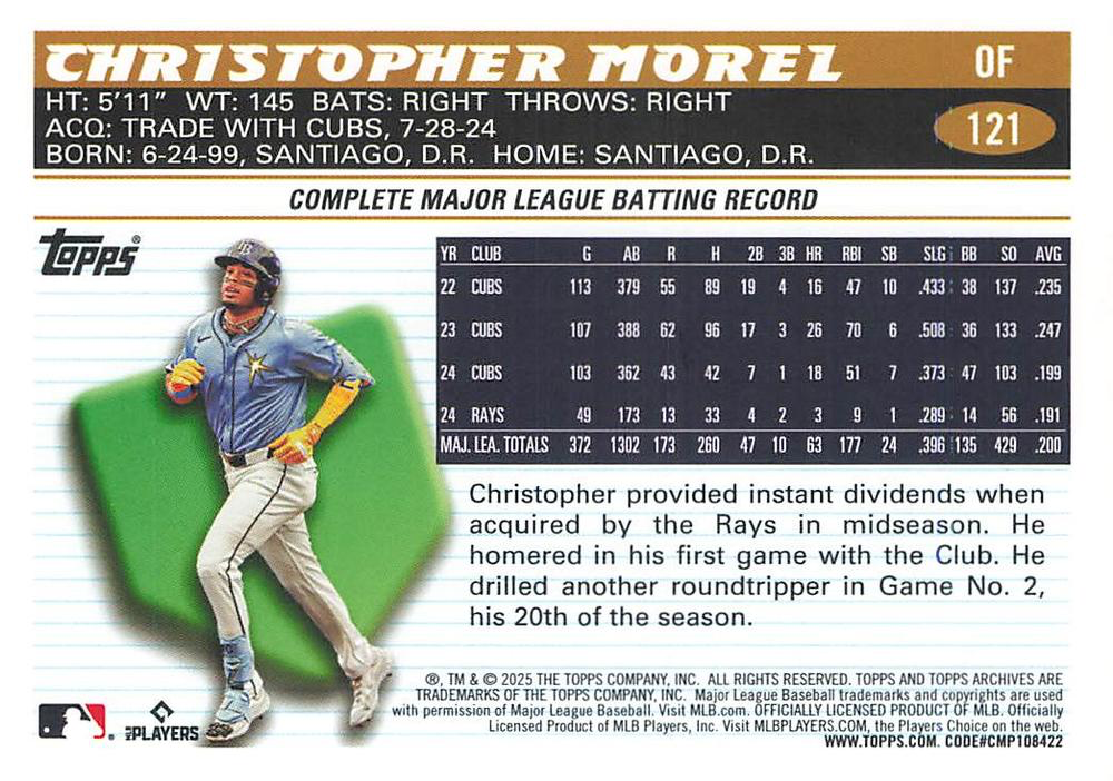 2025 Topps Archives Christopher Morel #121 Tampa Bay Rays