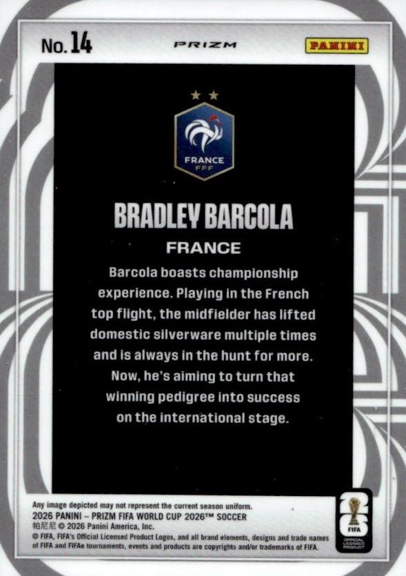 2026 Panini Prizm FIFA World Cup Screamers Bradley Barcola #14 France