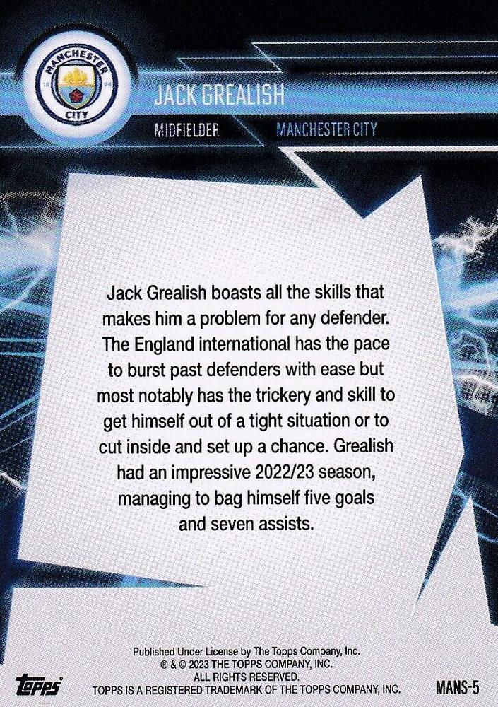 2023 Topps Manchester City Fan Set Super Electric Jack Grealish #MANS-5