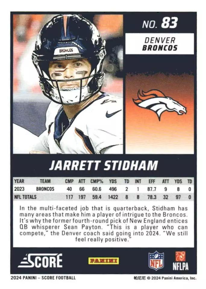 2024 Panini Score Football Jarrett Stidham Denver Broncos #83