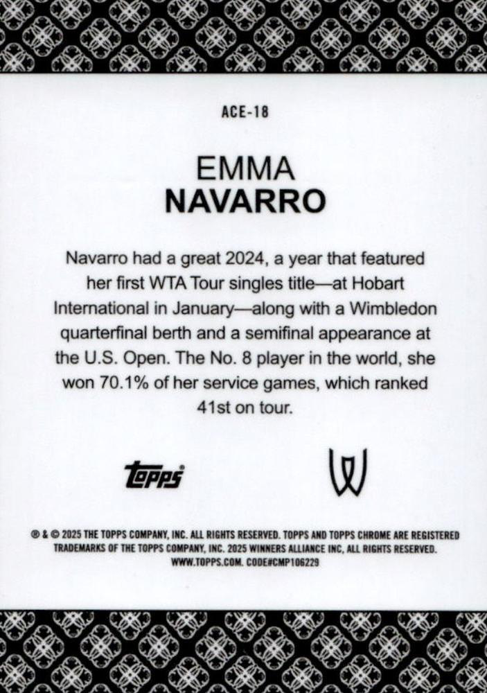 2025 Topps Chrome Tennis Aces Emma Navarro #ACE-18