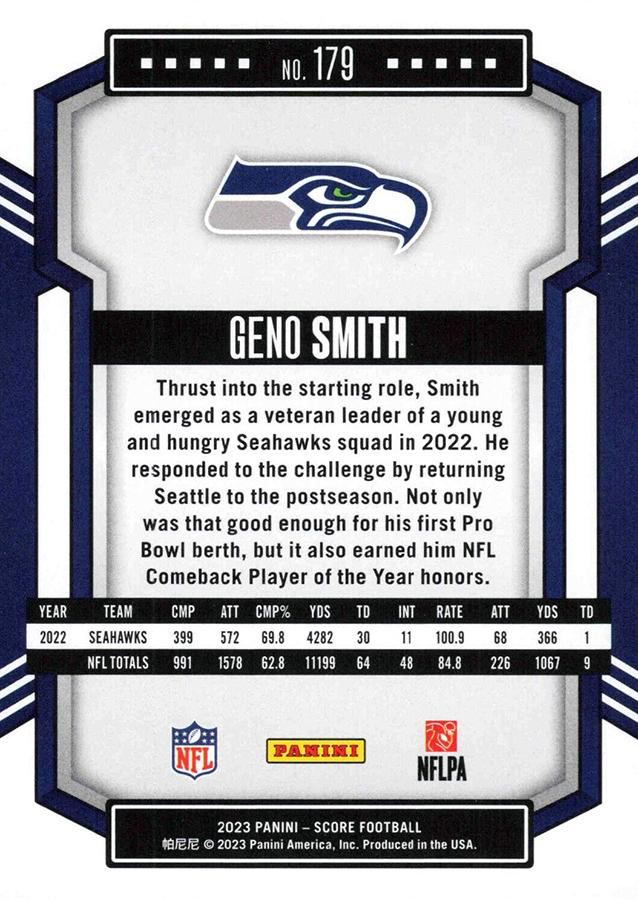 2023 Panini Score Football Geno Smith Seattle Seahawks #179