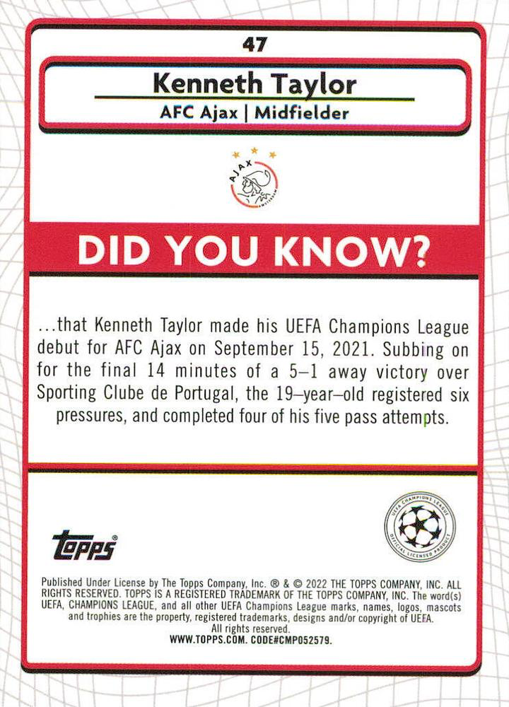 2021 Topps Merlin UEFA Club Competitions Kenneth Taylor #47 Ajax