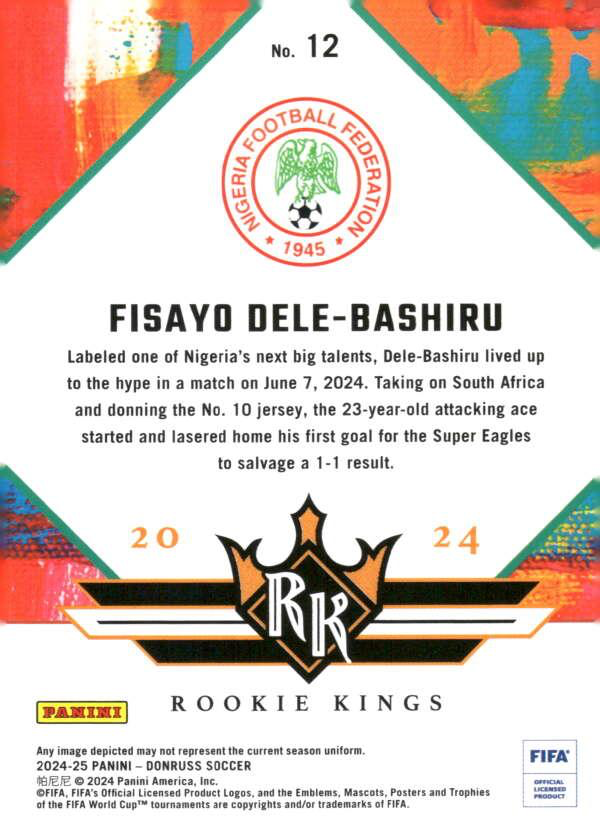 2024 Panini Donruss Rookie Kings Fisayo Dele-Bashiru #12 Nigeria