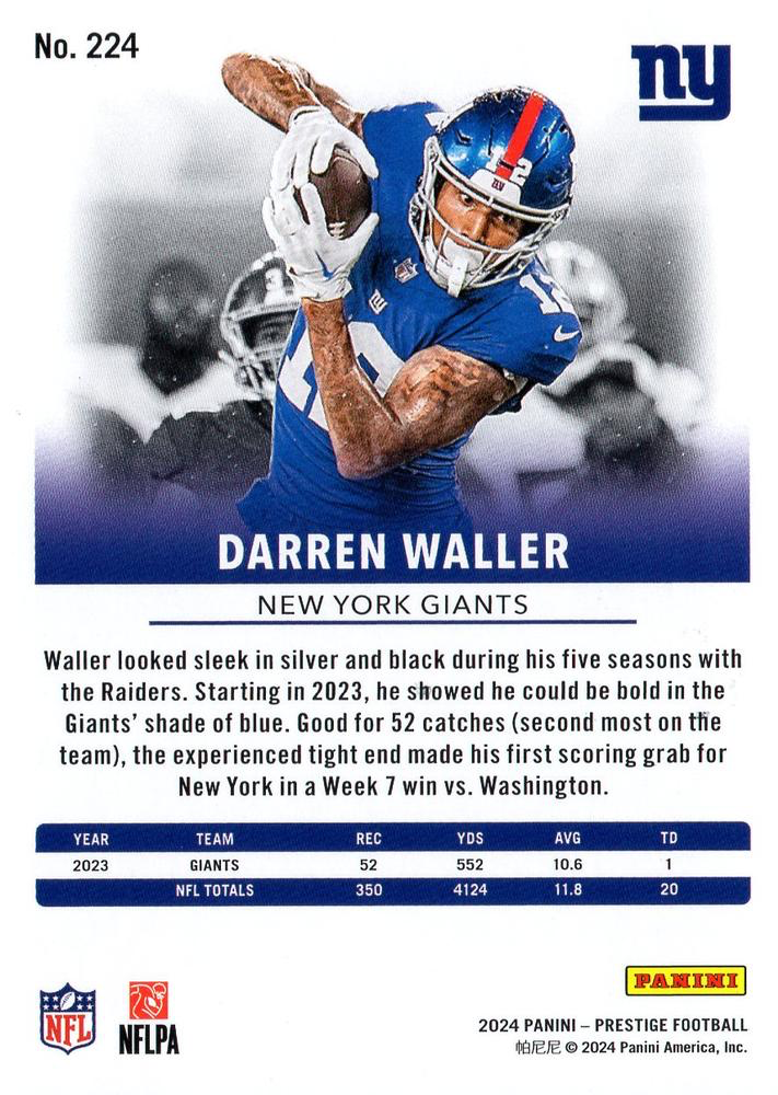 2024 Panini Prestige Darren Waller #224 New York Giants