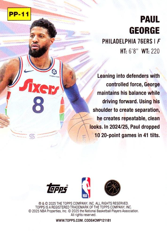 2025 Topps NBA Power Players Paul George PP-11 Philadelphia 76ers