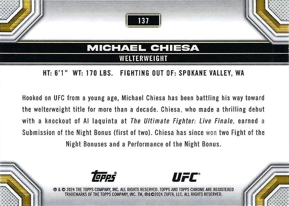 2024 Topps Chrome UFC Michael Chiesa #137