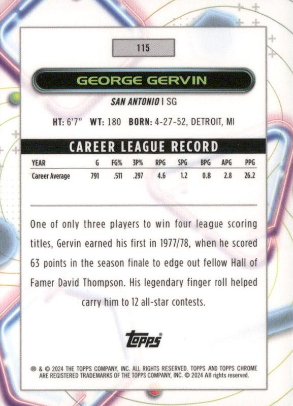 2023 Topps Chrome Cosmic George Gervin #115 San Antonio Spurs