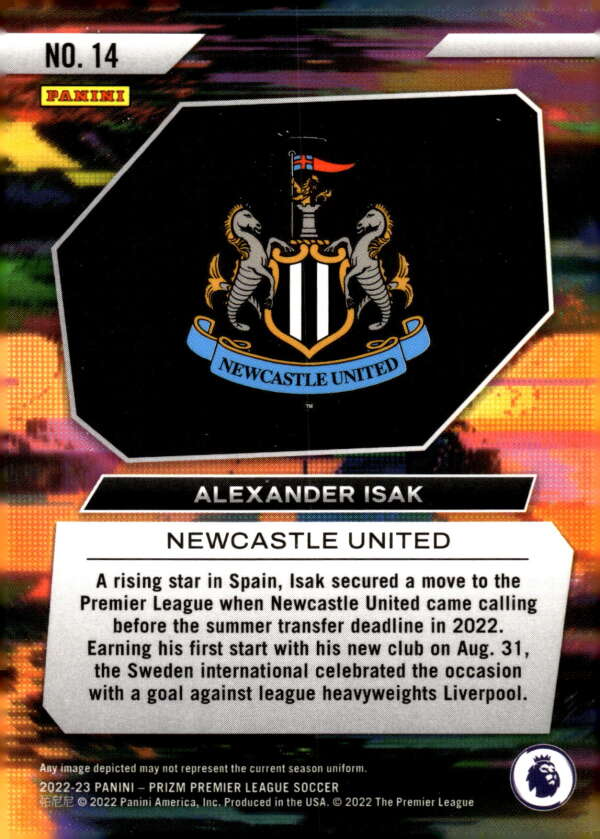 2022 Panini Prizm Premier League Alexander Isak Instant Impact #14 Newcastle United