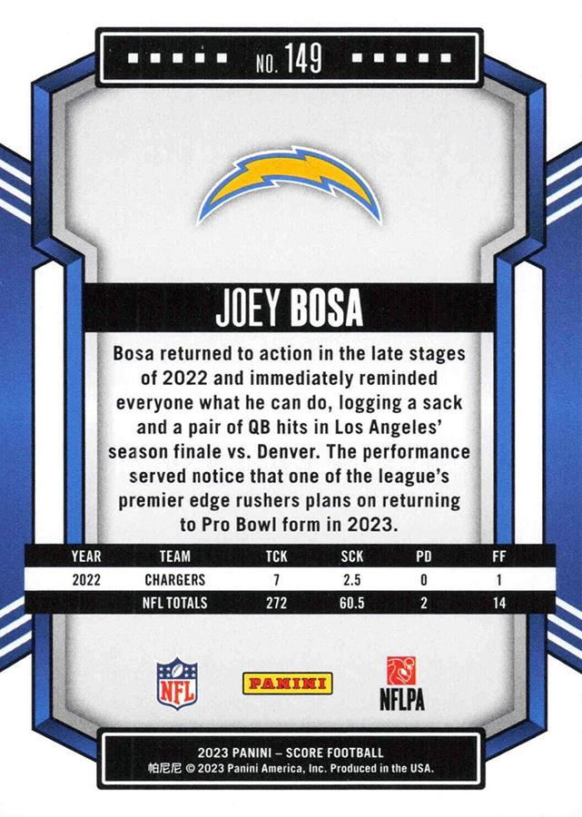 2023 Panini Score Football Joey Bosa Los Angeles Chargers #149
