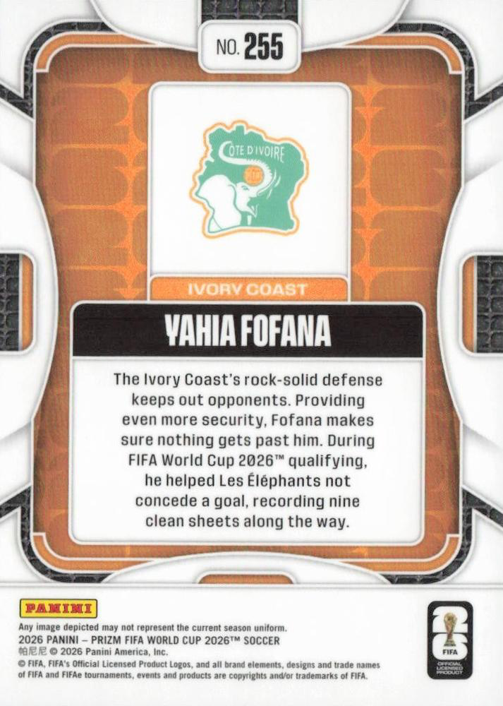 2026 Panini Prizm World Cup Yahia Fofana RC #255 Côte d'Ivoire