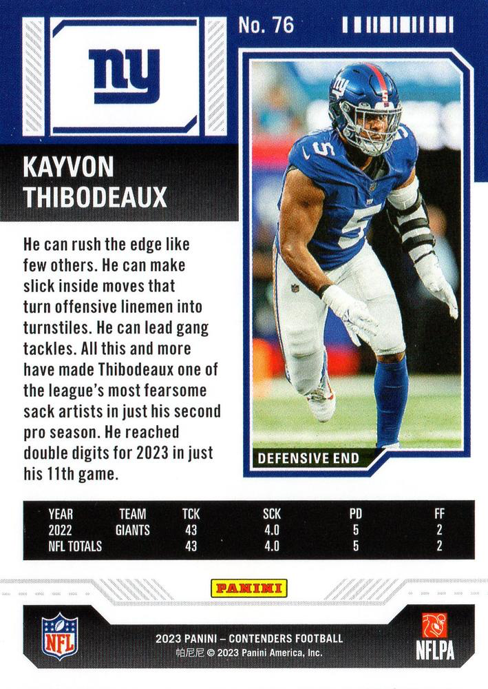 2023 Panini Contenders Kayvon Thibodeaux New York Giants #76