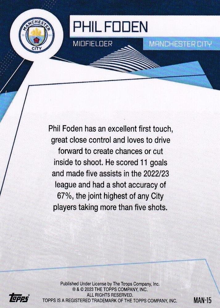 2023 Topps Manchester City Fan Set Phil Foden #MAN-15