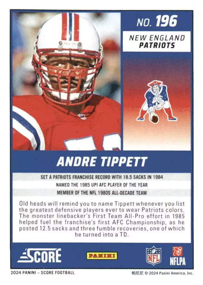 2024 Panini Score Football Andre Tippett New England Patriots #196