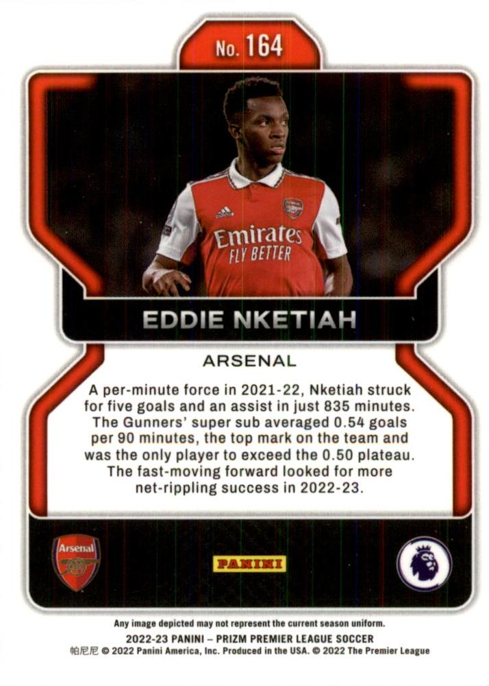2022 Panini Prizm Premier League Eddie Nketiah #164 Arsenal FC