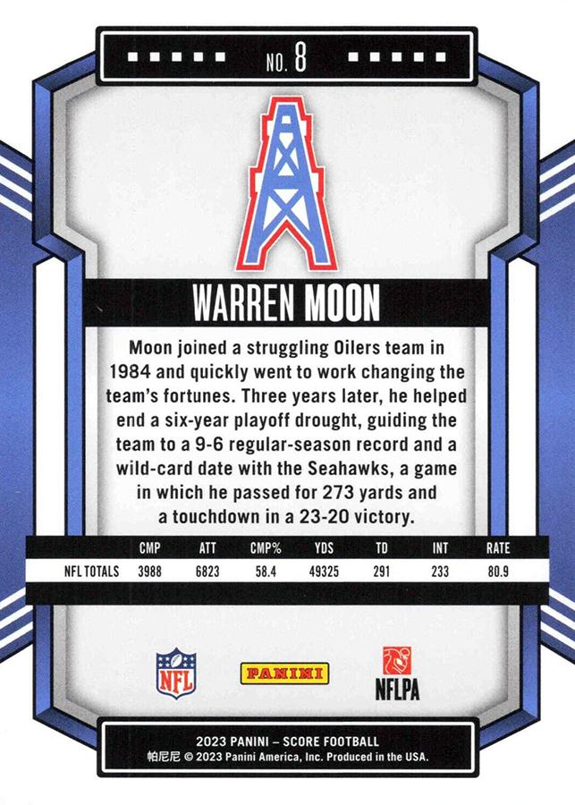 2023 Panini Score Football Warren Moon Houston Oilers #8