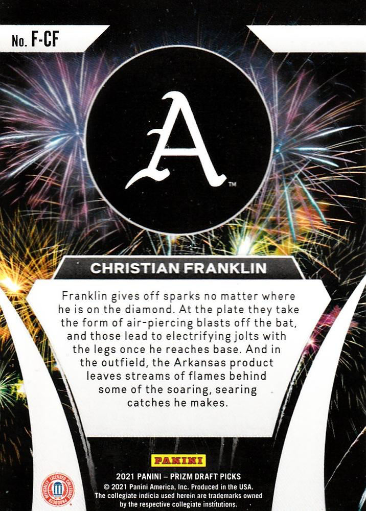 2021 Panini Prizm Draft Picks Fireworks Christian Franklin #F-CF Arkansas Razorbacks