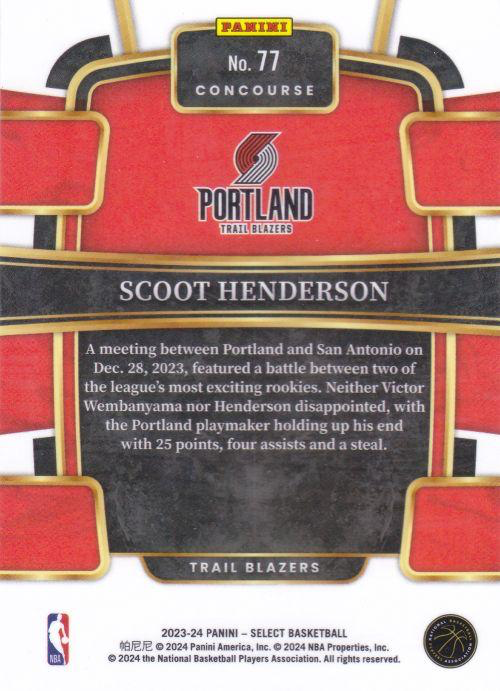 2023 Panini Select NBA Blue Scoot Henderson RC #77 Portland Trail Blazers