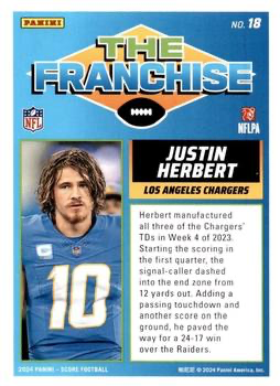 2024 Panini Score Football The Franchise Justin Herbert Los Angeles Chargers #18