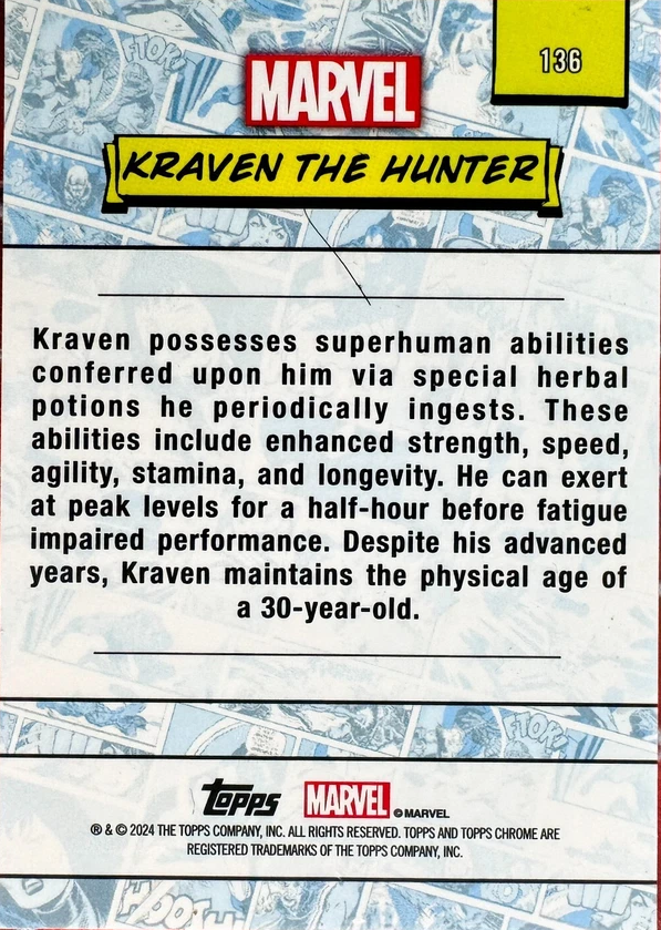 2024 Topps Chrome Marvel Kraven the Hunter #136