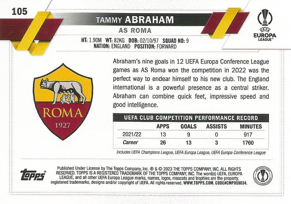 2022 Topps UCC Tammy Abraham #105 Roma