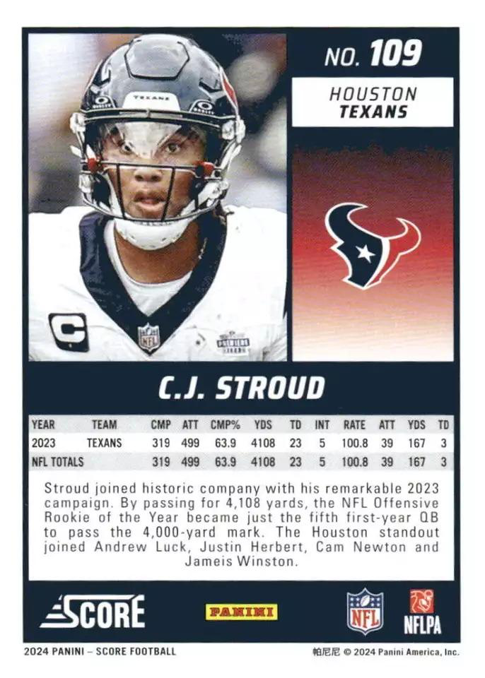 2024 Panini Score Football C.J. Stroud Houston Texans #109