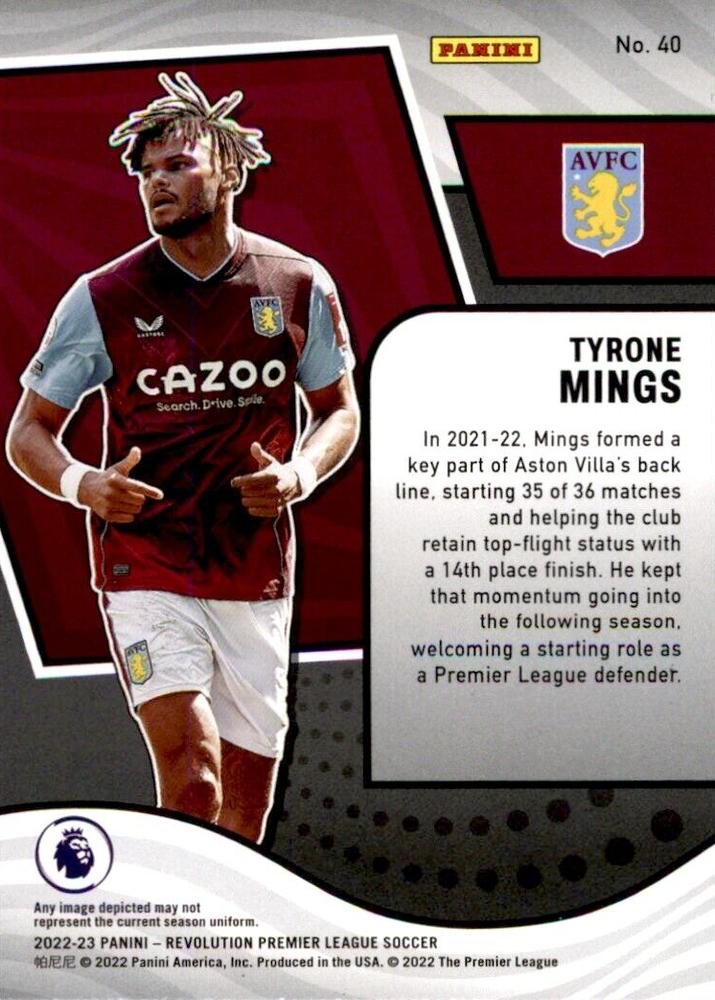 2022 Panini Revolution Premier League Tyrone Mings #40 Aston Villa