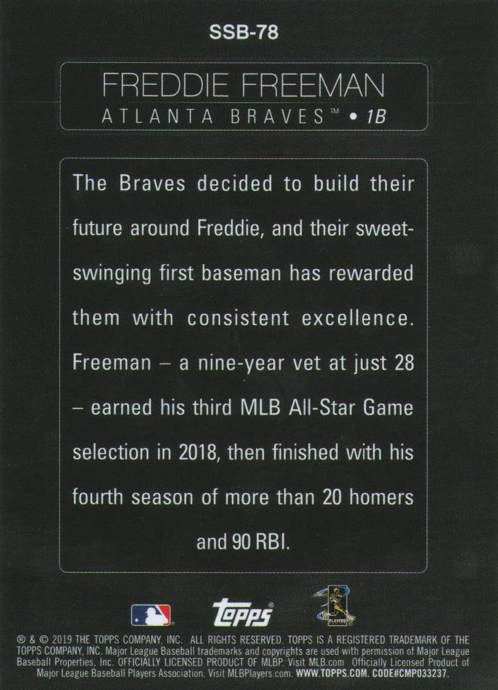 2019 Topps Series Stars of the Game Freddie Freeman #SSB-78 Atlanta Braves