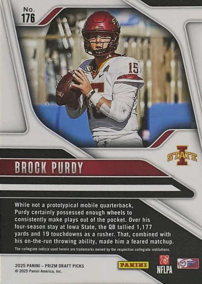 2025 Panini Prizm Draft Picks Brock Purdy #176 Iowa State Cyclones