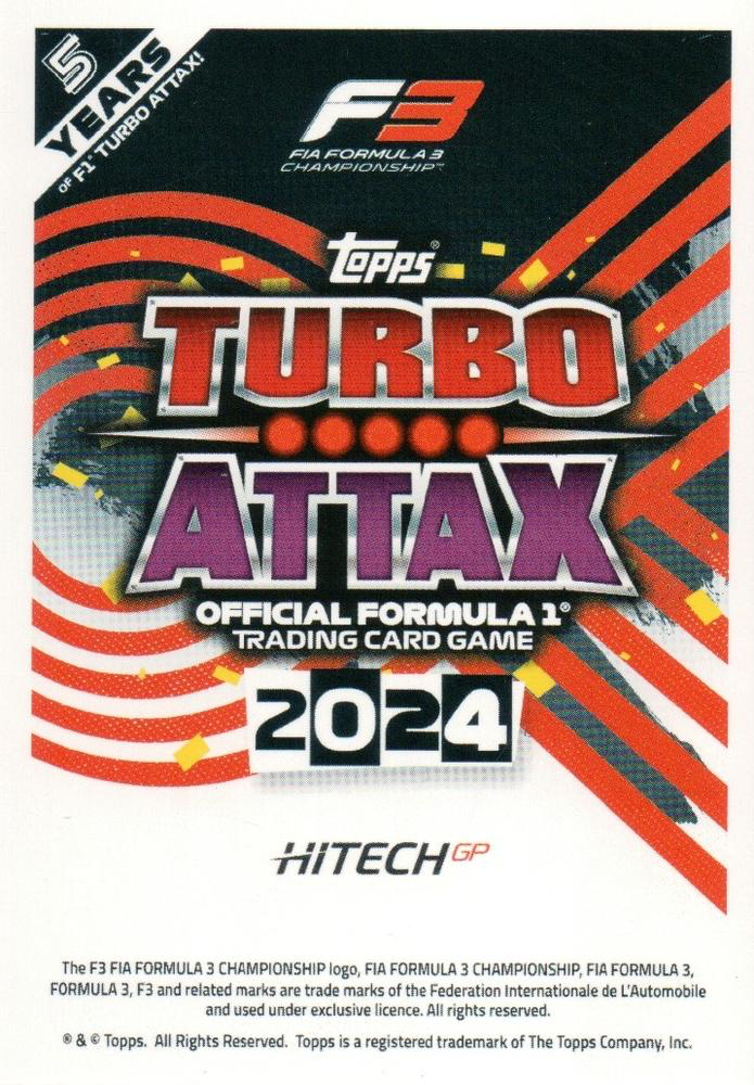 2024 Topps Turbo Attax F1 Martinius Stenshorne F3 #287 Hitech Pulse-Eight