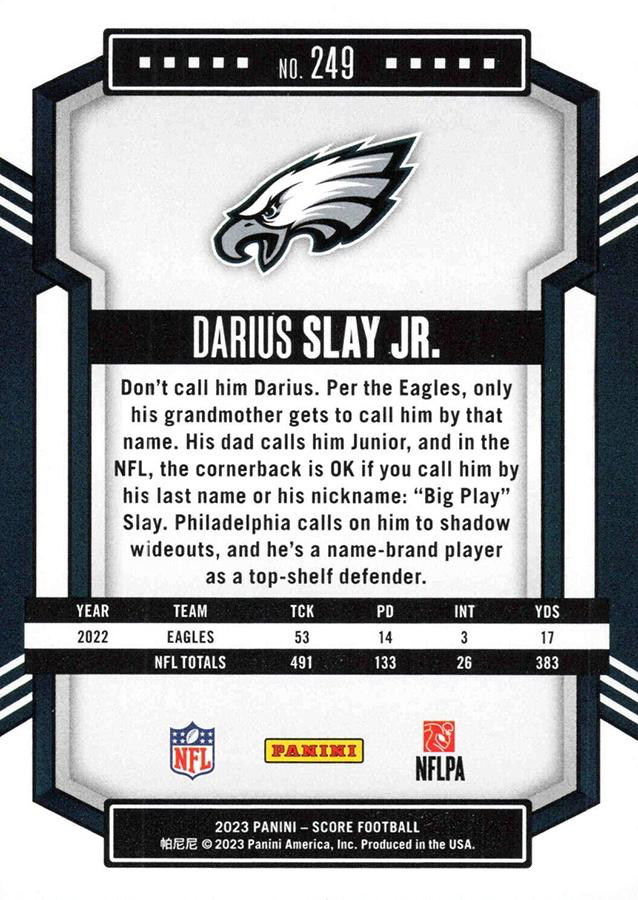 2023 Panini Score Football Darius Slay Jr. Philadelphia Eagles #249