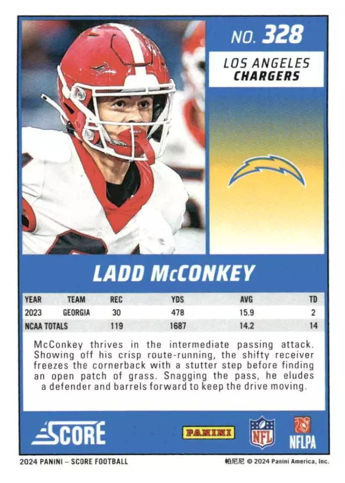 2024 Panini Score Football Ladd McConkey Los Angeles Chargers #328 RC