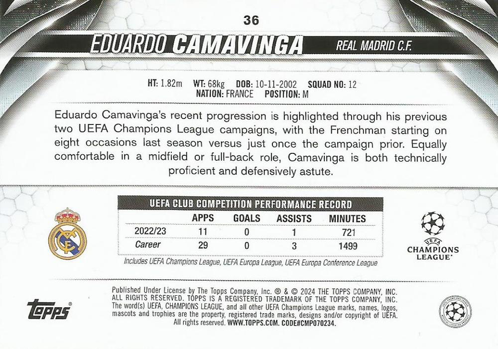 2023 Topps UCC Eduardo Camavinga #36 Real Madrid CF