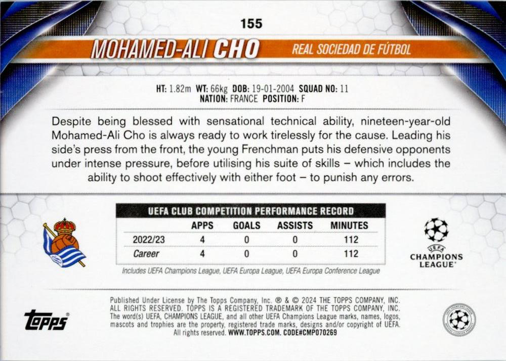 2023 Topps UCC Starball Foil Mohamed-Ali Cho Future Stars #155 Real Sociedad