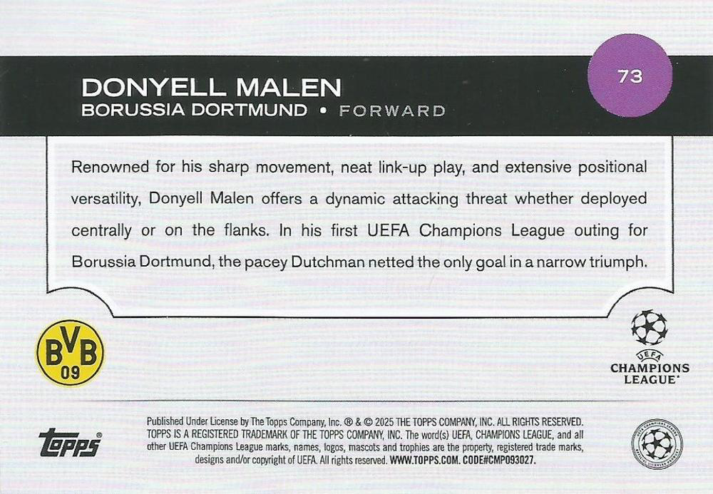 2024 Topps UCC Donyell Malen #73 Borussia Dortmund