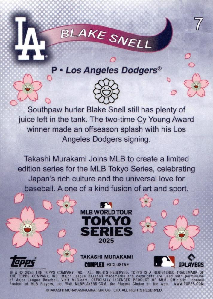 2025 Topps Tokyo Series Blake Snell #7 Los Angeles Dodgers