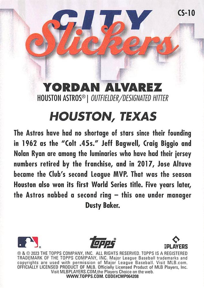 2023 Topps Big League City Slickers Yordan Alvarez #CS-10 Houston Astros