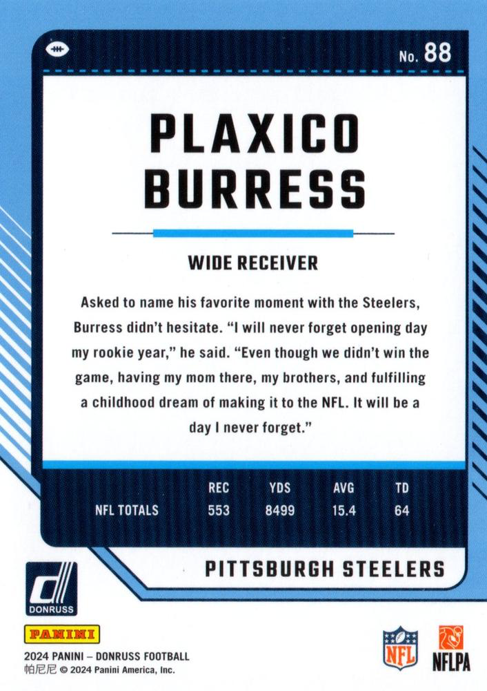 2024 Panini Donruss Plaxico Burress Pittsburgh Steelers #88