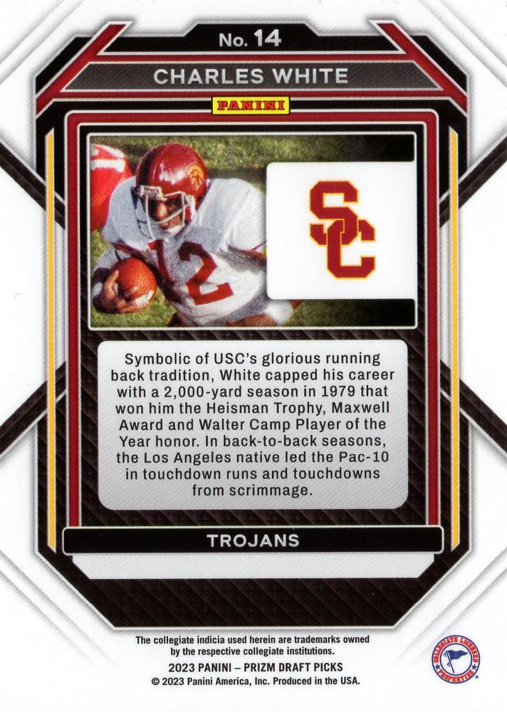 2023 Panini Prizm Draft Picks Charles White #14 USC Trojans