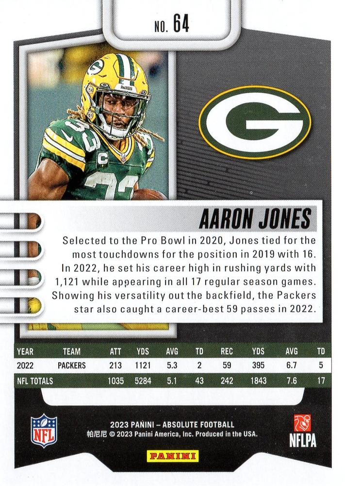 2023 Panini Absolute Aaron Jones #64 Green Bay Packers